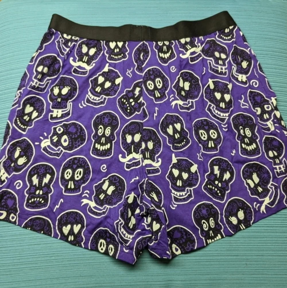 NWOT MeUndies Glow in the Dark Skull Men's Button Boxers Medium